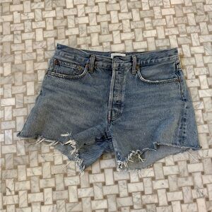Agolde Light Blue Distressed Cutoff Jean Shorts